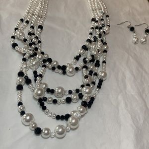 NEW in box Avon layered pearl necklace and earrings
